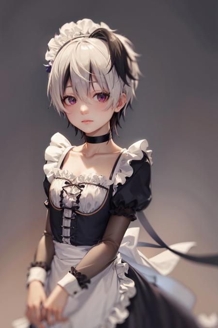 00094-811585545-), expressionless, looking at viewer, short hair, maid headdress, maid uniform, puffy long sleeves, choker.jpg